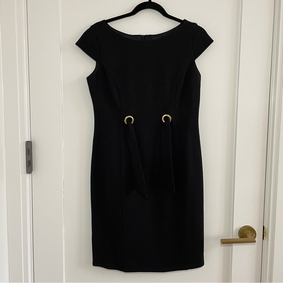 Taylor Black Cocktail dress with adjustable tie waist - Picture 2 of 8